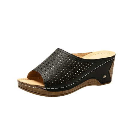 Summer Saving Clearance! Kukoosong Sandals Women New Thick Soled Round Toe Slope Heel Sandals for Womens Hollow Casual Sandals Wedge Sandals for Women Black 39
Summer Saving Clearance! Kukoosong Sandals Women New Thick Soled Round Toe Slope Heel Sandals for Womens Hollow Casual Sandals Wedge Sandals for Women Black 39