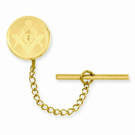 Gold-plated with Chain Masonic Tie Tack. Lovely Leatherrete Gift Box Included