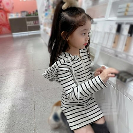 Bullpiano Spring Autumn Kids Girl Striped Dress Casual Long Sleeve Hooded Sweatshirt Dress Zipper up Straight Knee-Length Dress 3-8T
Bullpiano Spring Autumn Kids Girl Striped Dress Casual Long Sleeve Hooded Sweatshirt Dress Zipper up Straight Knee-Length Dress 3-8T