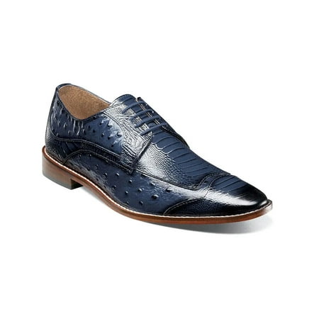 Men s Stacy Adams Fanelli Modified Wingtip Oxford Shoes Ostrich Blue 25536-400