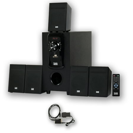 Acoustic Audio AA5150 Home Theater 5.1 Speaker System with Optical Input and FM Tuner