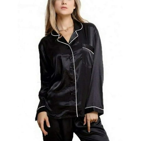 Domingbub Women s Pajama Sets Button Underwear Long Sleeve Loose T-shirt Top High-waist Long Pants Sleepwear Black L
Domingbub Women s Pajama Sets Button Underwear Long Sleeve Loose T-shirt Top High-waist Long Pants Sleepwear Black L