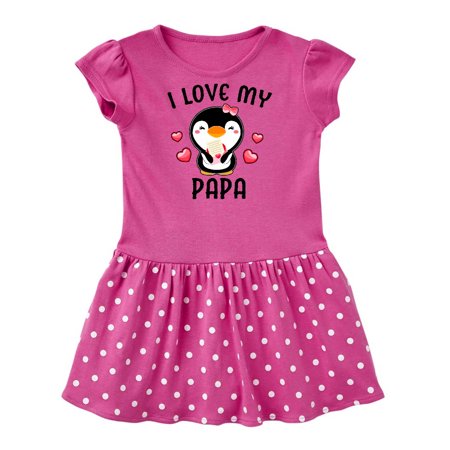 Inktastic I Love My Papa with Cute Penguin and Hearts Gift Baby Girl Dress
