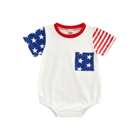 Bagilaanoe 4th of July Newborn Baby Romper Independence Day Baby Girls Boys Star Stripe Print Short Sleeve Jumpsuit with Pocket
Bagilaanoe 4th of July Newborn Baby Romper Independence Day Baby Girls Boys Star Stripe Print Short Sleeve Jumpsuit with Pocket