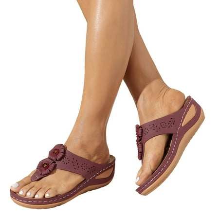 ZIZOCWA Women Platform Sandals Beach Casual Flower Wedges Flip Flops Vintgae Open Toe Anti-Slip Outdoor Pu Leather Slippers Shoes Comfy Red Size6.5
ZIZOCWA Women Platform Sandals Beach Casual Flower Wedges Flip Flops Vintgae Open Toe Anti-Slip Outdoor Pu Leather Slippers Shoes Comfy Red Size6.5