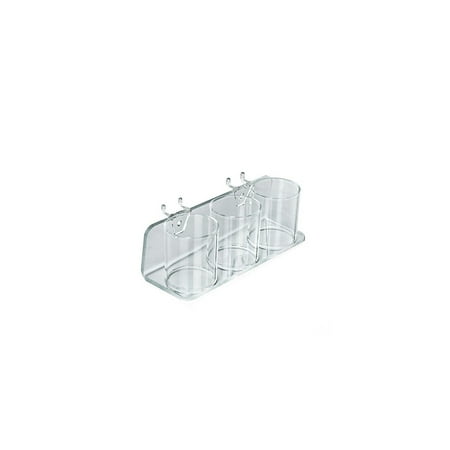Azar Displays 3 Cup for Peg/Slat Acrylic Tray 2/Pk 225591