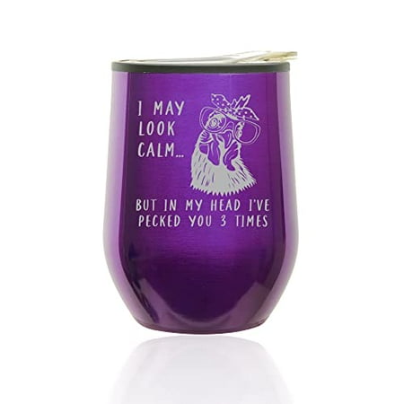 Stemless Wine Tumbler Coffee Travel Mug Glass with Lid Pecked You 3 Times Funny Chicken (Royal Purple)
Stemless Wine Tumbler Coffee Travel Mug Glass with Lid Pecked You 3 Times Funny Chicken (Royal Purple)