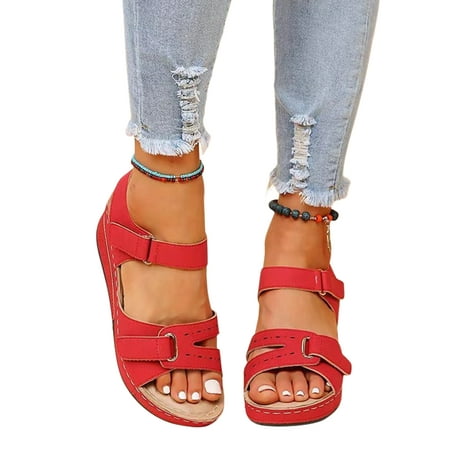 Rockomi Women Wedge Sandals Beach Casual Shoes Summer Platform Sandal Womens Anti-Slip Lightweight Magic Tape Ankle Strap Red 7
Rockomi Women Wedge Sandals Beach Casual Shoes Summer Platform Sandal Womens Anti-Slip Lightweight Magic Tape Ankle Strap Red 7