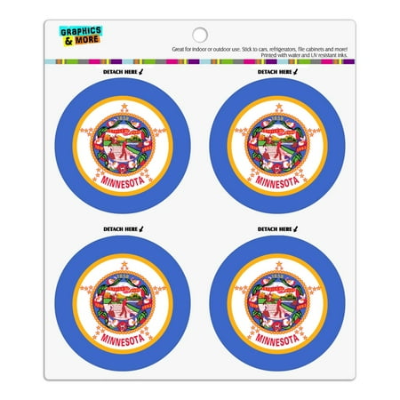 Minnesota State Flag Refrigerator Fridge Locker Vinyl Circle Magnet Set