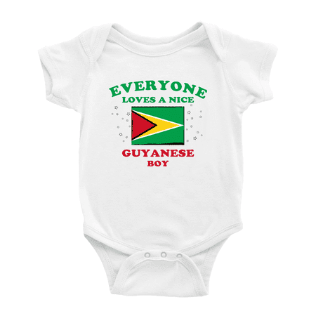 Everyone Loves a Nice Guyanese Boy Cute Baby Bodysuit (White 3-6 Months)