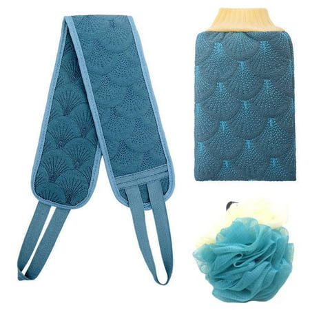 3pcs Shower Ball Long Bath Towel Scrubber Bathing Glove Back-pulling Towel
