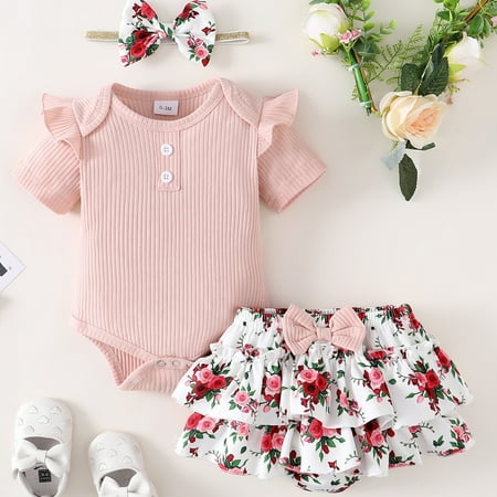3PCS Set Newborn Baby Girl Flower Summer Set Ribbed T-Shirt Flower Print Sling Dress Bow Flower Print Headband
3PCS Set Newborn Baby Girl Flower Summer Set Ribbed T-Shirt Flower Print Sling Dress Bow Flower Print Headband