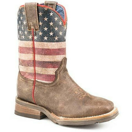 Kid s Roper Lil America Rubber Sole Boots Handcrafted Brown