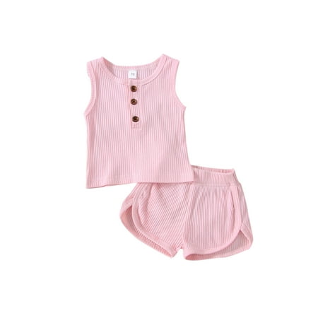 Calsunbaby Toddler Baby Girls Boys Summer 2Pcs Outfit Sets Sleeveless Button Vest Solid Ribbed Shorts Clothes Pink 3-6 Months
Calsunbaby Toddler Baby Girls Boys Summer 2Pcs Outfit Sets Sleeveless Button Vest Solid Ribbed Shorts Clothes Pink 3-6 Months