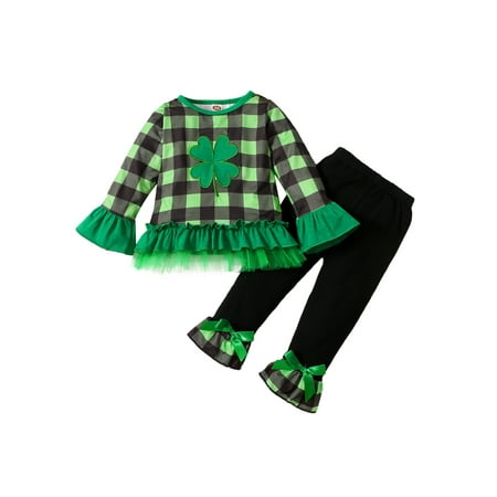 Xingqing Toddler Baby Girls Pants Set Plaid Ruffle Long Sleeve Tops Flare Pants Autumn St. Patrick s Day Outfits 12-18 Months
Xingqing Toddler Baby Girls Pants Set Plaid Ruffle Long Sleeve Tops Flare Pants Autumn St. Patrick s Day Outfits 12-18 Months
