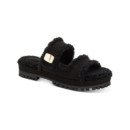 Giani Bernini Womens Tameenna Faux Fur Memory Foam Slide Sandals