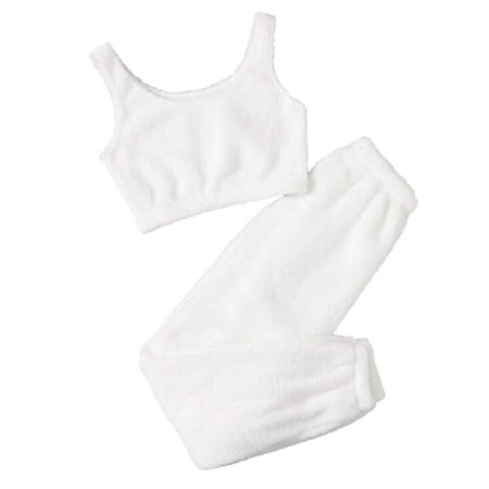 Women s Fuzzy Fleece 2 Piece Outfits Warm Plush Soft Sleeveless Crop Top and Pants Set Cozy Pajamas Loungewear Ladies Clothes
Women s Fuzzy Fleece 2 Piece Outfits Warm Plush Soft Sleeveless Crop Top and Pants Set Cozy Pajamas Loungewear Ladies Clothes