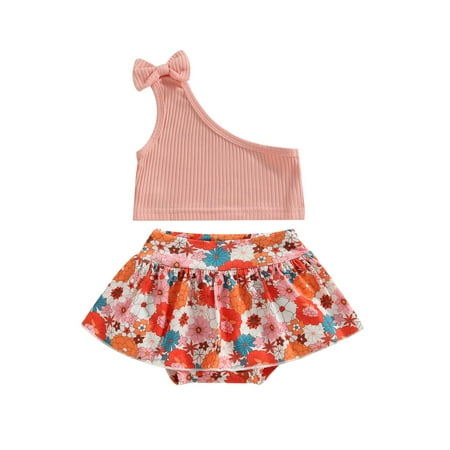 One opening 2PCS Baby Girls Summer Outfits One Shoulder Solid Color Tank Tops + Skirt Shorts Set
One opening 2PCS Baby Girls Summer Outfits One Shoulder Solid Color Tank Tops + Skirt Shorts Set