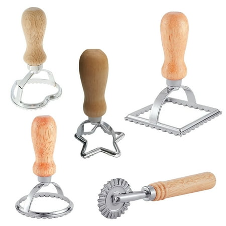 DEELLEEO Ravioli Stamp Maker Cutter with Roller Wheel Set (Set of 5) Mold with Wooden Handle and Fluted Edge Pasta Press Kitchen Tool for Ravioli Pasta Dumplings
DEELLEEO Ravioli Stamp Maker Cutter with Roller Wheel Set (Set of 5) Mold with Wooden Handle and Fluted Edge Pasta Press Kitchen Tool for Ravioli Pasta Dumplings