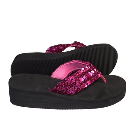 Peach Couture Women s Fashion Sequin Foam Wedge Heeled Platform Beach Sandal