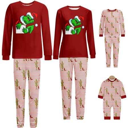 Family Christmas Pajamas The Grinch Red Stripe Print Sizes Baby-Kids-Adult-Pet 2-Piece Top and Pants Bodysuits Pajamas Set
Family Christmas Pajamas The Grinch Red Stripe Print Sizes Baby-Kids-Adult-Pet 2-Piece Top and Pants Bodysuits Pajamas Set