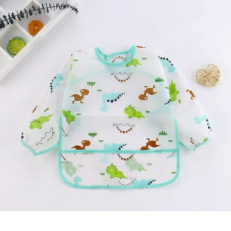 Dido Baby Kids Bibs Long-sleeved Waterproof Smock Feeding Bib with Pocket Baby Bibs
