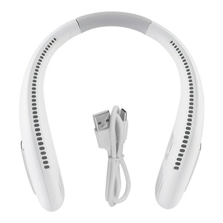 Neck Fan Wingless Rechargeable Hanging Cooling Fan White