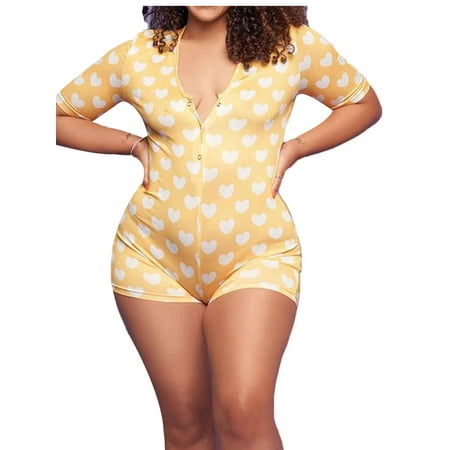 Gergngdo Women s Short Jumpsuit with Love Pattern Printing Deep V-Neck Button Closure Slim-Fit Home Wear Pajamas
Gergngdo Women s Short Jumpsuit with Love Pattern Printing Deep V-Neck Button Closure Slim-Fit Home Wear Pajamas