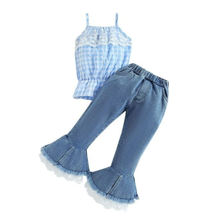 Cute Summer Toddler Girls Outfits Set Kids Baby Spring Plaid Cotton Ribbed Sleeveless Vest Bell Bottom Outfits Clothes For 2-3 Years
Cute Summer Toddler Girls Outfits Set Kids Baby Spring Plaid Cotton Ribbed Sleeveless Vest Bell Bottom Outfits Clothes For 2-3 Years