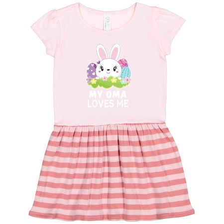 Inktastic My Oma Loves Me with Bunny and Easter Eggs Gift Toddler Girl Dress
