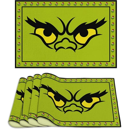 JOOCAR Christmas Placemats 18x12 Inches Simple Green Grinch Christmas Placemats for Home Table Holiday Decoration Rectangular Placemats Set of 4
JOOCAR Christmas Placemats 18x12 Inches Simple Green Grinch Christmas Placemats for Home Table Holiday Decoration Rectangular Placemats Set of 4