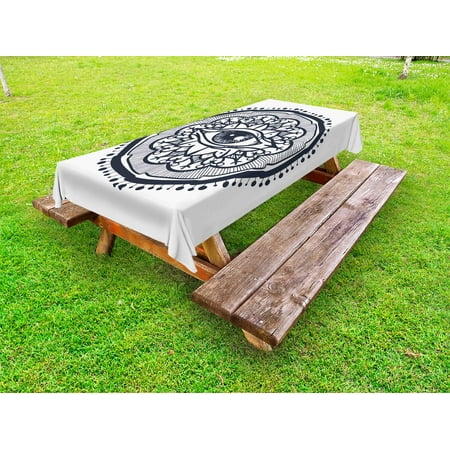 Occult Outdoor Tablecloth Realistic Retro Eye Pattern in Round Eastern Mandala Form Micro Cosmos Design Print Decorative Washable Fabric Picnic Tablecloth 58 X 104 Inches Blue White by Ambesonne
Occult Outdoor Tablecloth Realistic Retro Eye Pattern in Round Eastern Mandala Form Micro Cosmos Design Print Decorative Washable Fabric Picnic Tablecloth 58 X 104 Inches Blue White by Ambesonne