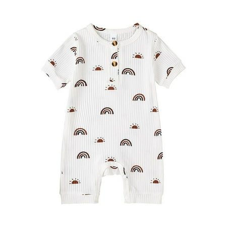 Baby Girl Boys Playsuits Clothes Short Sleeve Jumpsuit Rainbow Printed Romper Summer Suit 3-24 Months Child Leisure Outwear
Baby Girl Boys Playsuits Clothes Short Sleeve Jumpsuit Rainbow Printed Romper Summer Suit 3-24 Months Child Leisure Outwear