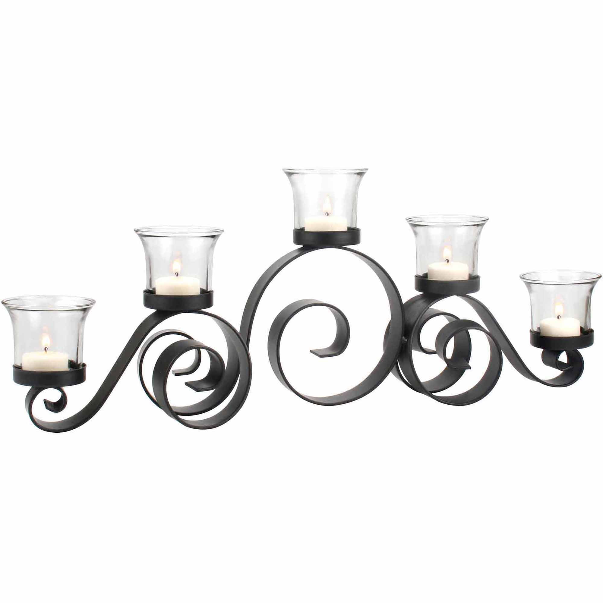 25" Black Metal Chandelier Candelabra