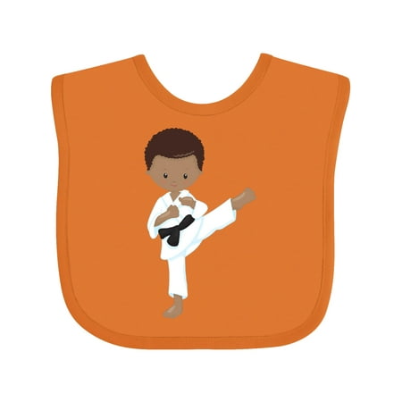 Inktastic African American Boy Karate Boy Black Belt Kata Gift Baby Boy Bib