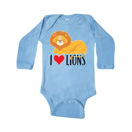 Inktastic I Love Lions Gift Baby Boy or Baby Girl Long Sleeve Bodysuit