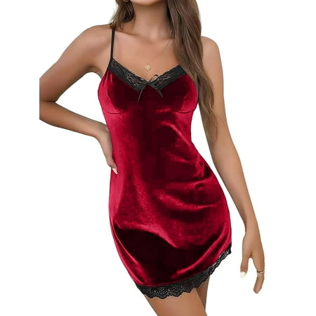 SpringTTC Women Valentine s Day Lace Sleeveless V-Neck Velvet Chemise Nightdress Nightshirt Nightgown Sleepwear
SpringTTC Women Valentine s Day Lace Sleeveless V-Neck Velvet Chemise Nightdress Nightshirt Nightgown Sleepwear