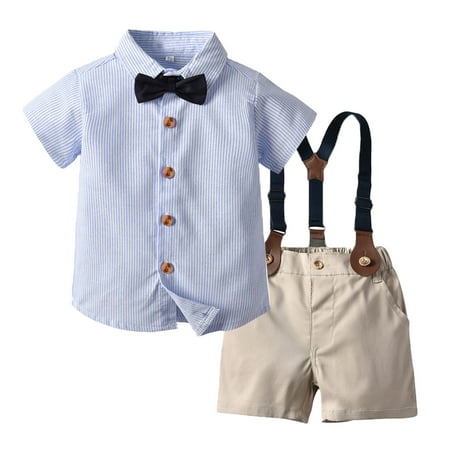 B91xZ Boy Outfits Toddler Boys Short Sleeve Striped Prints T Shirt Tops Suspenders Shorts Child Kids Gentleman Outfits Blue Size 2-3 Years
B91xZ Boy Outfits Toddler Boys Short Sleeve Striped Prints T Shirt Tops Suspenders Shorts Child Kids Gentleman Outfits Blue Size 2-3 Years