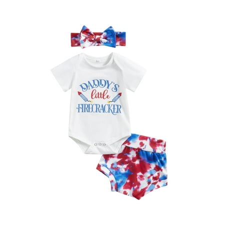 HOANSELAY Independence Day Infant Clothes Letter Print Romper Red White Blue Tie-Dye Print Shorts Headband 3Pcs Sets
HOANSELAY Independence Day Infant Clothes Letter Print Romper Red White Blue Tie-Dye Print Shorts Headband 3Pcs Sets