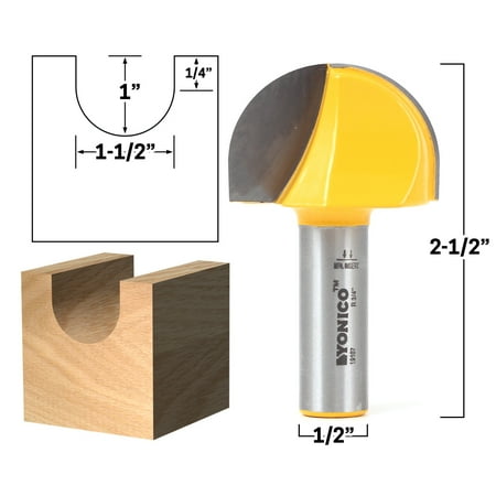 1-1/2 Diameter Core Box Router Bit - 1/2 Shank - Yonico 19107