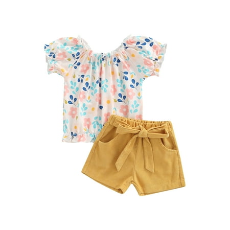Xingqing Kids Baby Girls Clothes Set Flower Printed Short Sleeve T-shirt Solid Color Shorts Summer Clothes Yellow 2-3 Years
Xingqing Kids Baby Girls Clothes Set Flower Printed Short Sleeve T-shirt Solid Color Shorts Summer Clothes Yellow 2-3 Years
