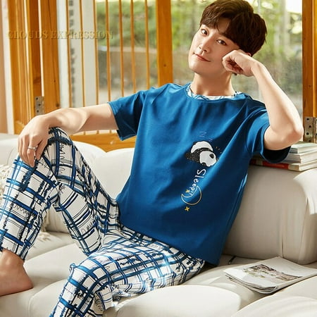 QWZNDZGR Summer Knitted Cotton Cartoon Mens Pyjamas Pajamas Casual Short Tops +Long Pants Sets Men s Sleepwear Night Pijamas 3XL Homewea
QWZNDZGR Summer Knitted Cotton Cartoon Mens Pyjamas Pajamas Casual Short Tops +Long Pants Sets Men s Sleepwear Night Pijamas 3XL Homewea