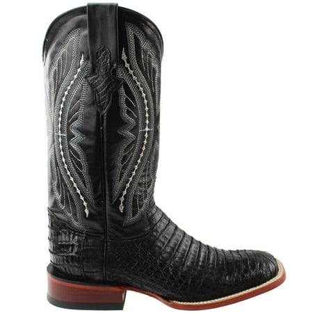 Ferrini Mens Belly Caiman Square Toe Dress Boots Mid Calf