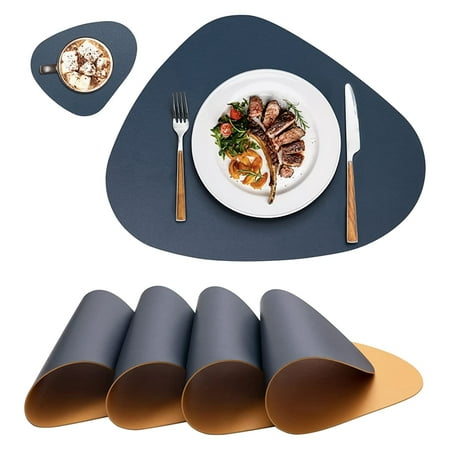 Placemats and Coasters 4 Sets Placemats Washable Plastic Round Table Decoration Dining Table Placemats Dark Blue+Yellow
Placemats and Coasters 4 Sets Placemats Washable Plastic Round Table Decoration Dining Table Placemats Dark Blue+Yellow
