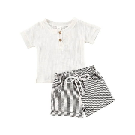 Baby Boys 2Pcs Summer Outfits Short Sleeve T-Shirt Tops Elastic Waistband Shorts Set Toddler Clothes 0-6 Months
Baby Boys 2Pcs Summer Outfits Short Sleeve T-Shirt Tops Elastic Waistband Shorts Set Toddler Clothes 0-6 Months