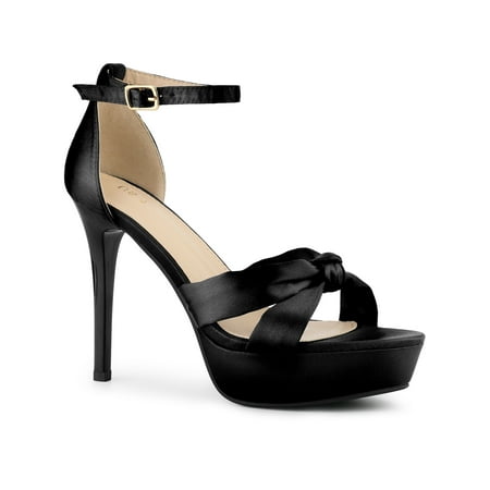 Allegra K Women s Satin Twist Knot Platform Contrast Stiletto Heel Sandals