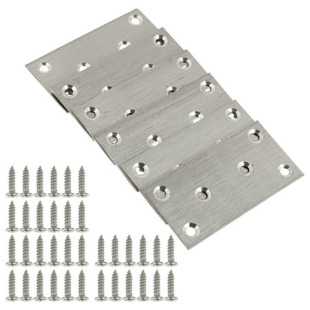 6 Pcs 1 Bag Flat Braces Stainless Steel Joining Brackets with Screws (Silver)