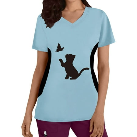 Women Cats Printed Scrubs Top Plus Size Top V-Neck Short Sleeve Working Uniform Nurses Clothing Workwear Blouse Leisure Streetwear
Women Cats Printed Scrubs Top Plus Size Top V-Neck Short Sleeve Working Uniform Nurses Clothing Workwear Blouse Leisure Streetwear