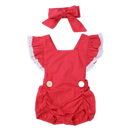 Newborn Baby Girls Ruffles Rompers Summer Lace Sleeveless Backless Jumpsuit Playsuit and Bowknot Headband
Newborn Baby Girls Ruffles Rompers Summer Lace Sleeveless Backless Jumpsuit Playsuit and Bowknot Headband