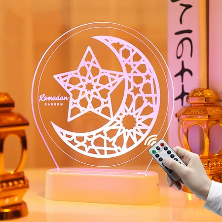 Morease Ramadan Mubarak Decorative Lights Eid Decorations Acrylic 3D Colorful Ramadan Lamp Battery Powered Ramadan Eid Decorations Moon Ornament LED Night Light Table Decoration
Morease Ramadan Mubarak Decorative Lights Eid Decorations Acrylic 3D Colorful Ramadan Lamp Battery Powered Ramadan Eid Decorations Moon Ornament LED Night Light Table Decoration